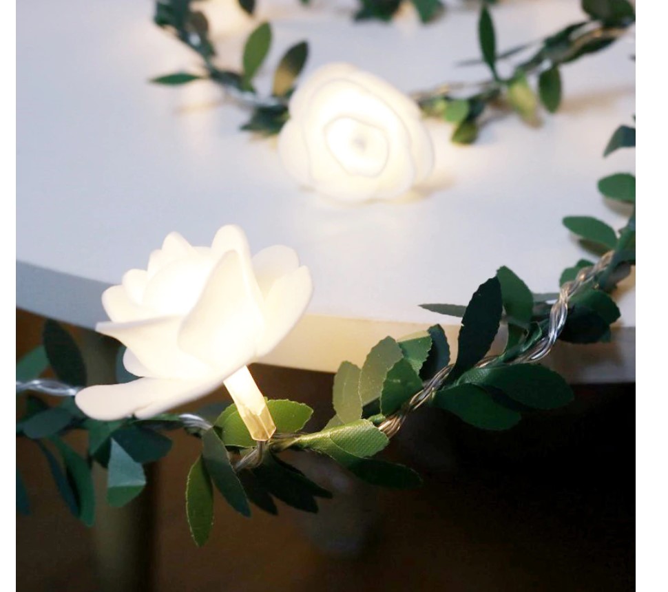 White Roses LED Fairy Lights