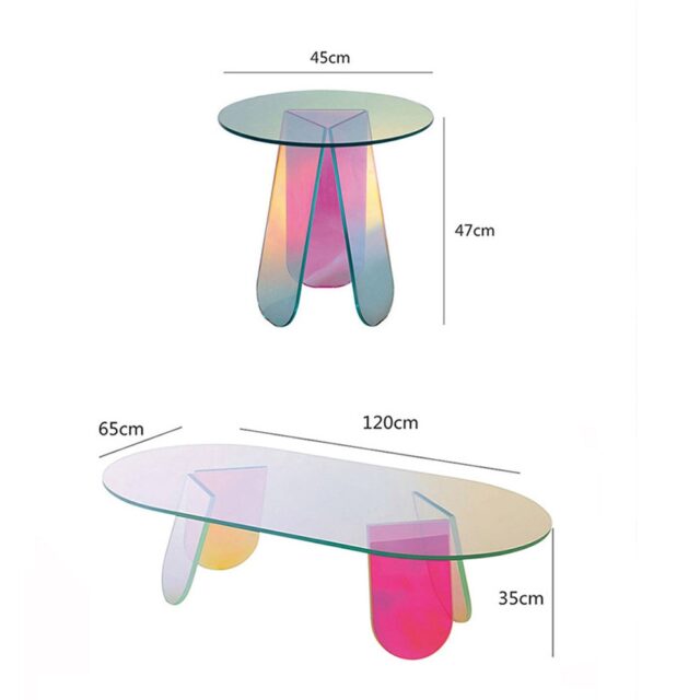 Nordic Transparent Acrylic Table Simple Mini Side Table Colorful Laser Round Coffee Table Bedroom Bedside Living Room Furniture