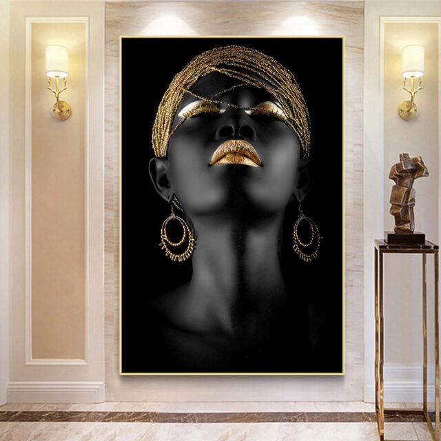 Modern Art Canvas Painting African Black Woman Posters and Prints Scandinavian Wall Art Pictures For Living Room Home Decoration
